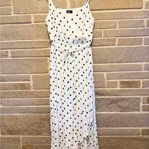 White Maxi Dress with Black Polka Dots